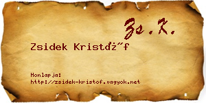Zsidek Kristóf névjegykártya